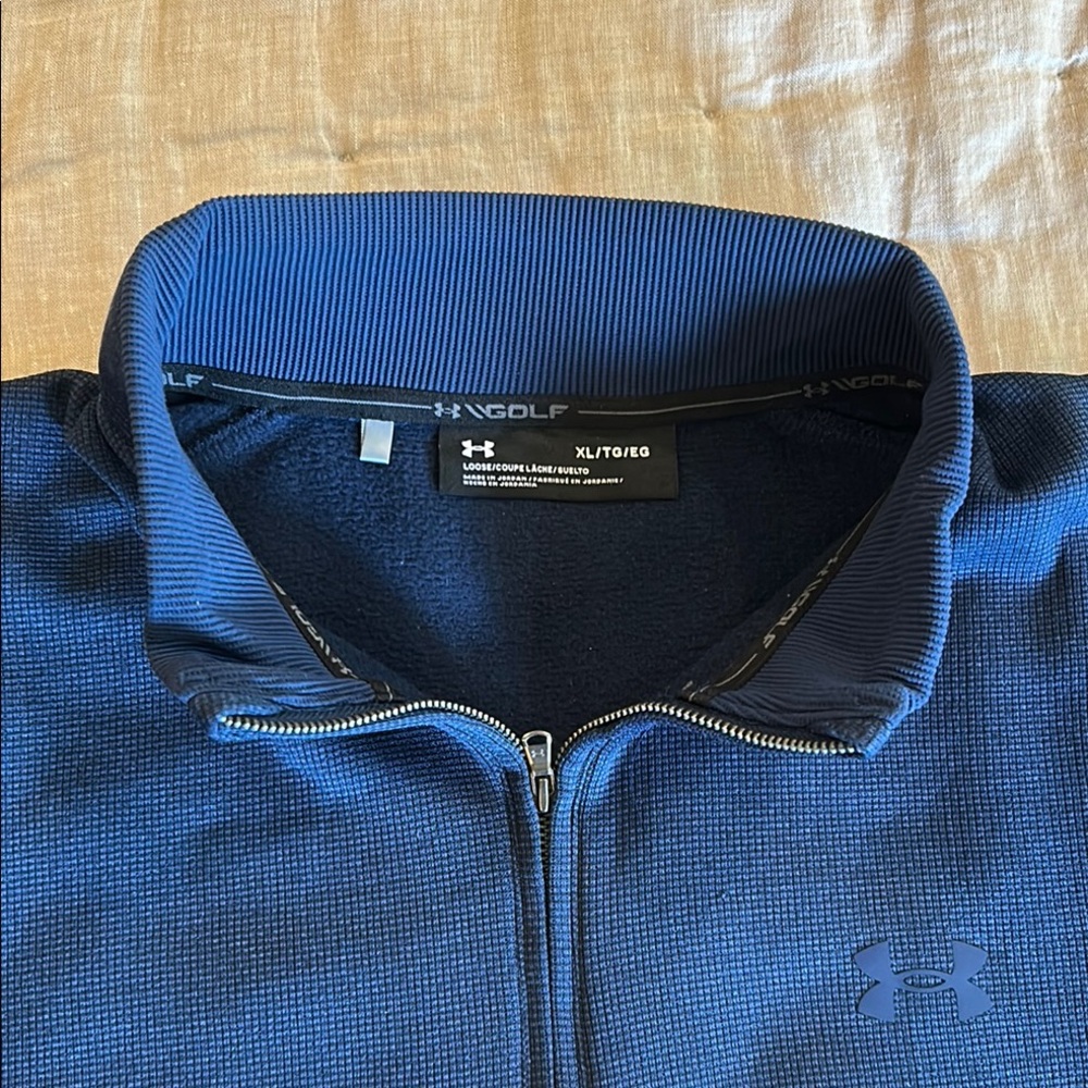 Under Armour Blue Zip Up Sweater Athletic Fleece - Picture 2 of 4